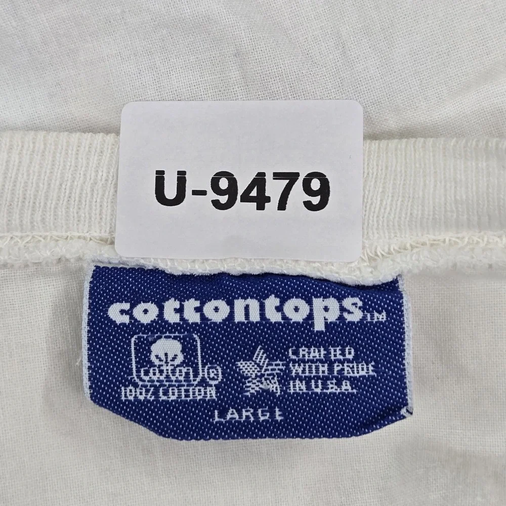 VINTAGE Shop Til You Drop Women Shirt L White  90s USA Short‎ Sleeve